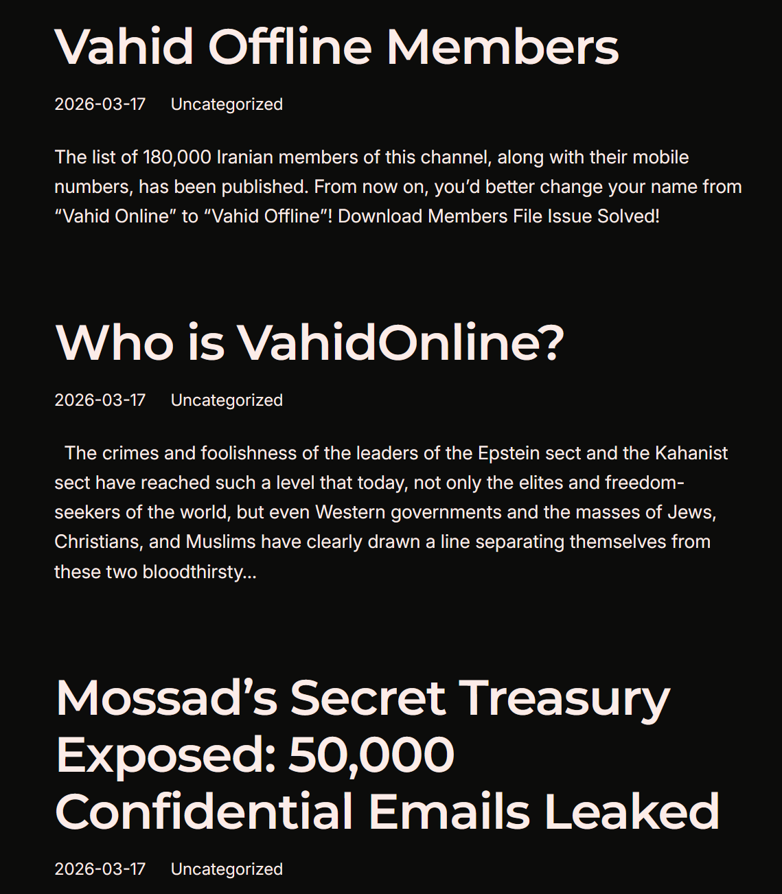 Handala Hack Team发布的重要威胁情报事件一览-全球CTI监控