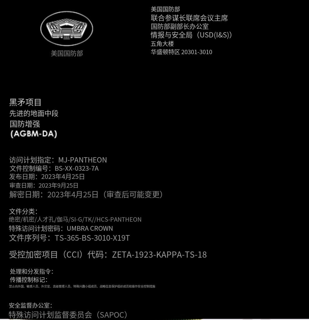 美国国防部黑矛计划文件泄露-全球CTI监控