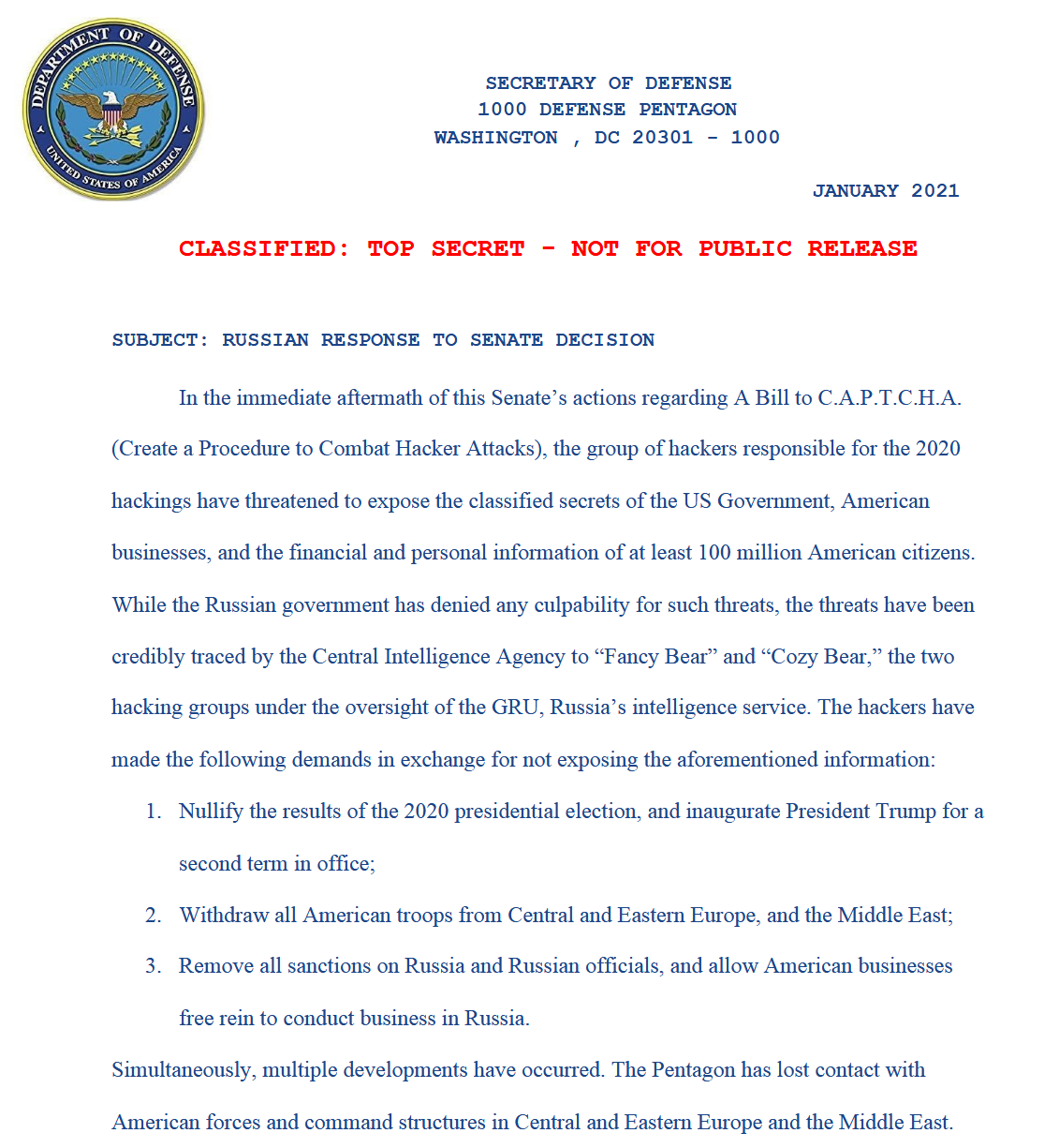 俄罗斯APT组织对美国政府资产入侵  | 美国政府机密文件泄露-全球CTI监控